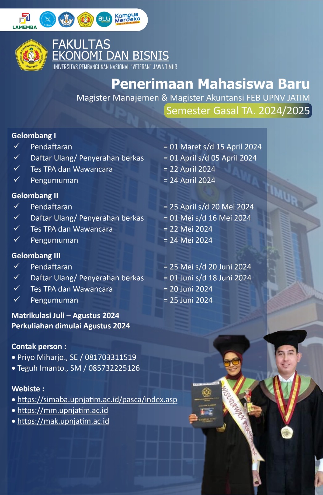PENDAFTARAN PROGRAM MAGISTER MANAJEMEN & AKUNTANSI SEMESTER GASAL TA. 2024/2025